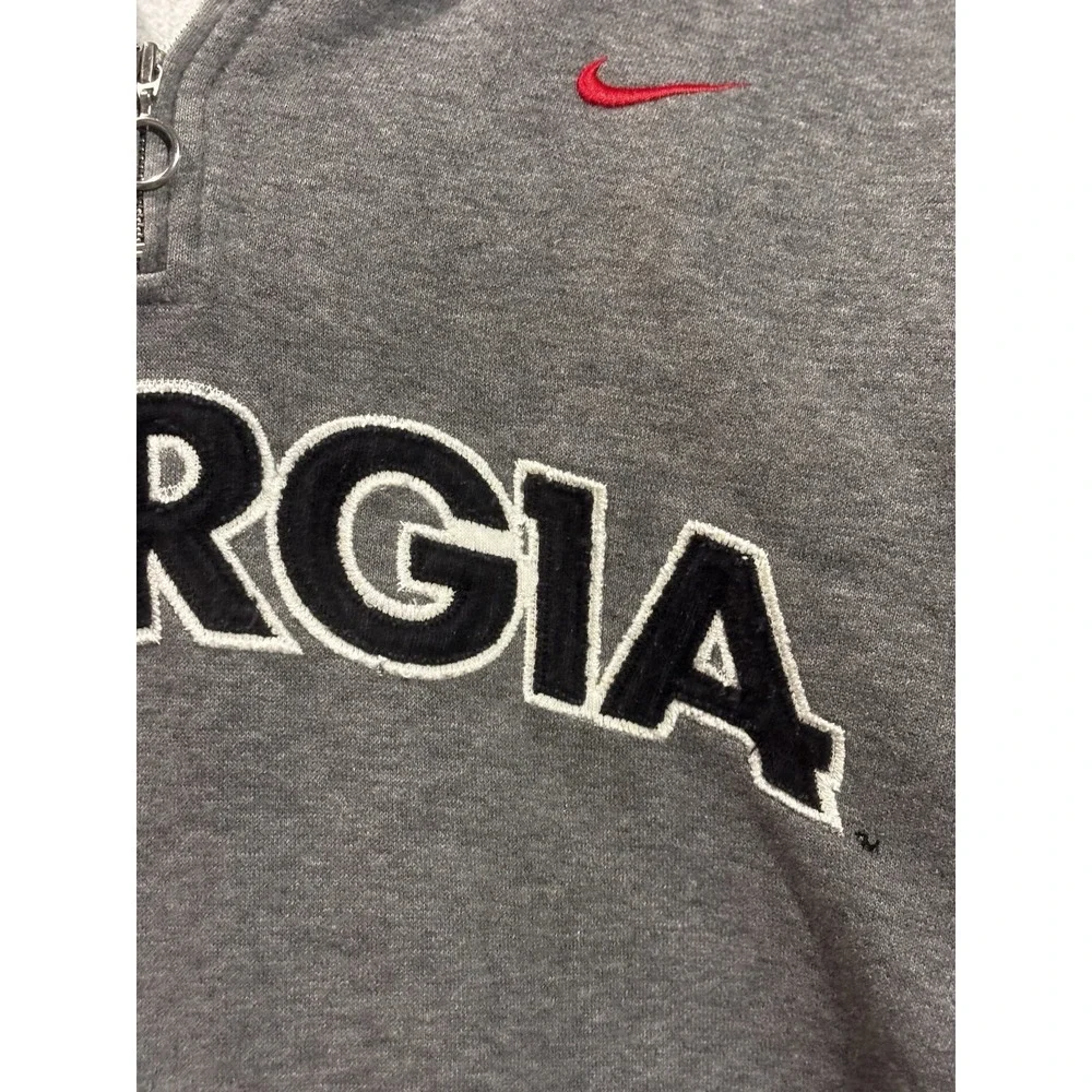 Nike University of Georgia Bulldogs Gray Sweatshirt Large 1/4 Zip Hoodie Logo‎